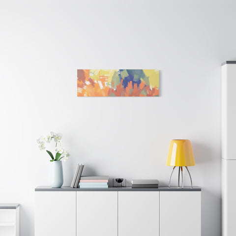 Abstract Colorful Brushstroke Matte Canvas Wall Art – Vibrant Orange & Green Stretched Print