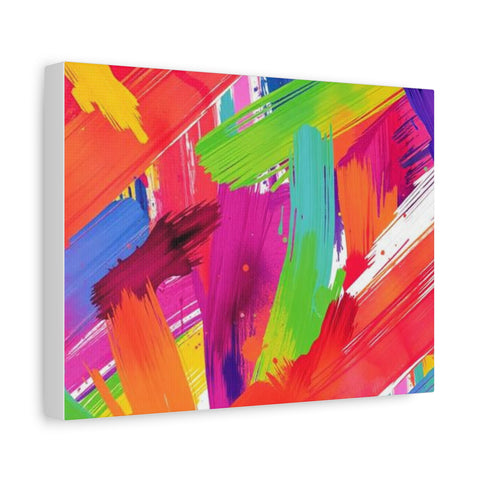 Abstract Rainbow Brushstrokes Matte Canvas Wall Art — Vibrant Stretched 1.25"