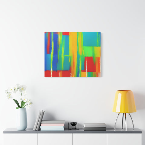 Abstract Rainbow Blocks Matte Canvas Print