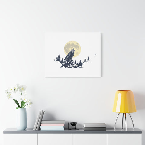 Howling Wolf Moon Matte Canvas Wall Art — Stretched 1.25"