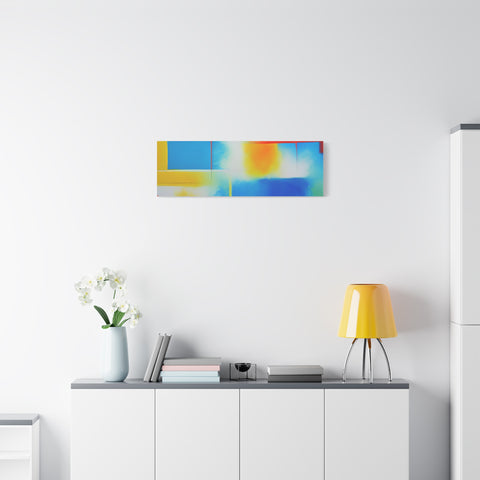 Abstract Color Field Matte Canvas Print — Vibrant Blue, Yellow & Red Stretched Wall Art