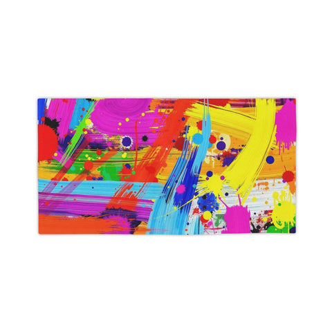 Abstract Neon Paint Brushstroke Beach Towel — Vibrant Color Splash Summer Towel