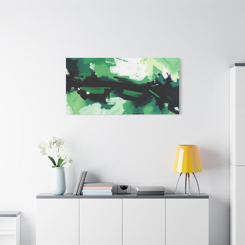 Abstract Green Brushstroke Canvas Print