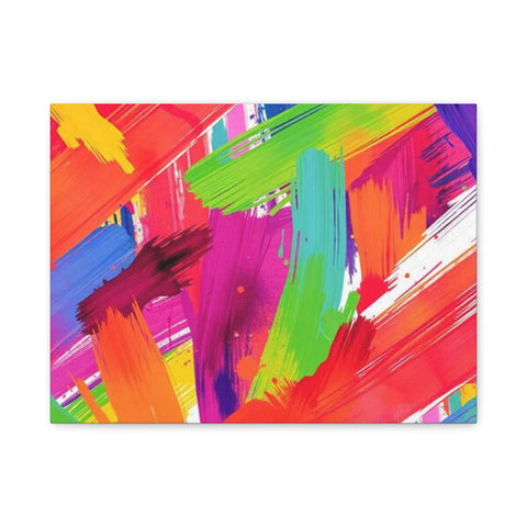 Abstract Rainbow Brushstrokes Matte Canvas Wall Art — Vibrant Stretched 1.25"