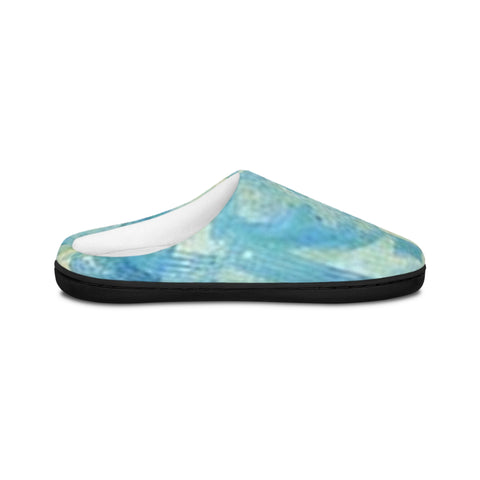 Men's Blue Abstract Watercolor Indoor Slippers