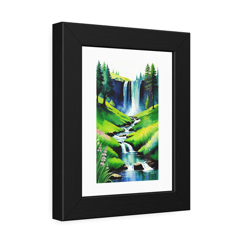 Waterfall Framed Art Print — Serene Landscape Poster for Home Decor