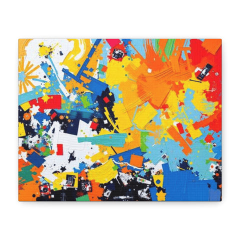 Abstract Splash Colorful Matte Canvas Wall Art – Vibrant Modern Stretched Print