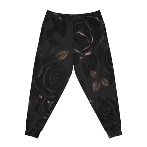 Black Rose Athletic Joggers — Floral Gothic All-Over Print Sweatpants