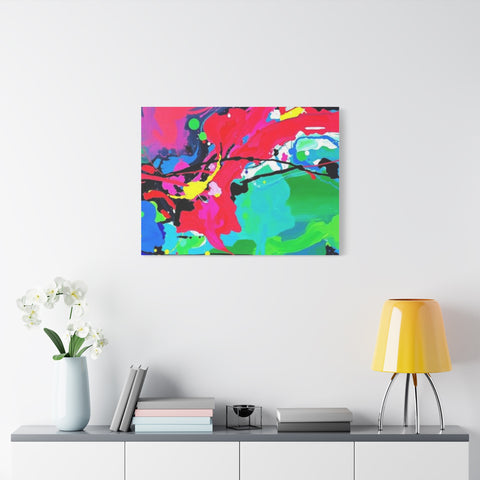 Abstract Neon Splash Matte Canvas Print — Vibrant Colorful Stretched Wall Art