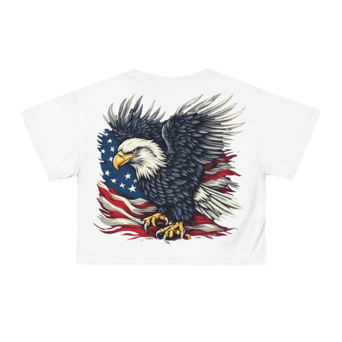 Patriotic Eagle Crop Tee — American Flag Bald Eagle Graphic