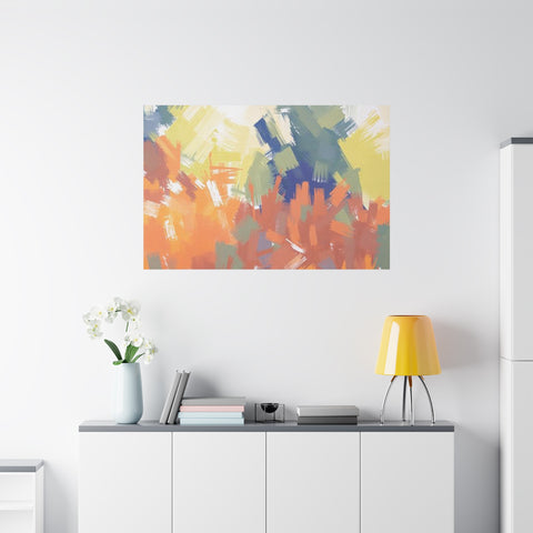 Abstract Colorful Brushstroke Matte Canvas Wall Art – Vibrant Orange & Green Stretched Print