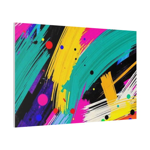 Abstract Neon Brushstroke Canvas Print — Colorful Modern Wall Art