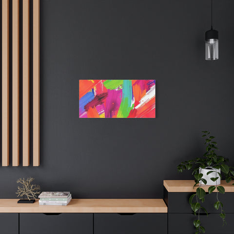 Abstract Rainbow Brushstrokes Matte Canvas Wall Art — Vibrant Stretched 1.25"