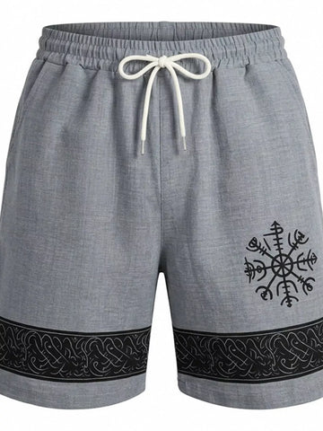 Men's Full Size Linen Blend Drawstring Shorts Plus Size
