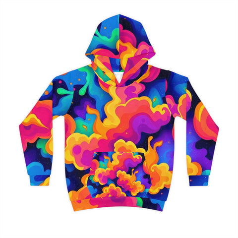 Kids' Psychedelic Cloud Hoodie – Colorful All-Over Print