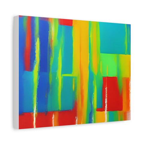 Abstract Rainbow Blocks Matte Canvas Print