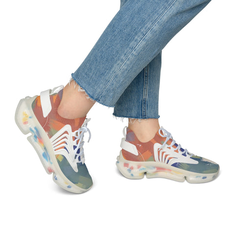 Mesh Sneakers — Colorful Abstract Athletic Shoes for Women
