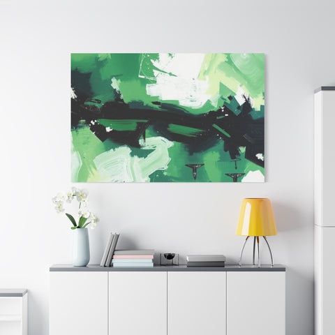 Abstract Green Brushstroke Canvas Print