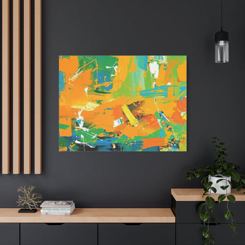 Abstract Orange & Green Canvas Art — Vibrant Modern Wall Decor