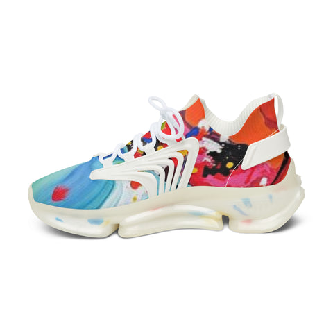Colorful Abstract Mesh Sneakers — Women's Lightweight Breathable Athletic Shoes