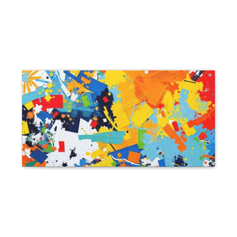 Abstract Splash Colorful Matte Canvas Wall Art – Vibrant Modern Stretched Print