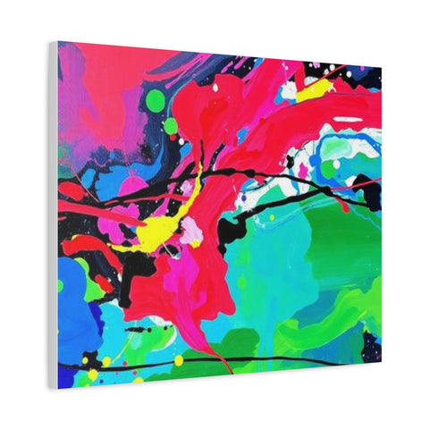 Abstract Neon Splash Matte Canvas Print — Vibrant Colorful Stretched Wall Art