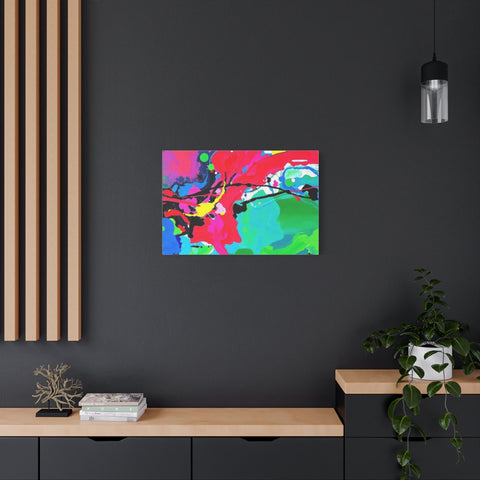 Abstract Neon Splash Matte Canvas Print — Vibrant Colorful Stretched Wall Art