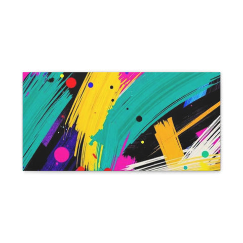 Abstract Neon Brushstroke Canvas Print — Colorful Modern Wall Art