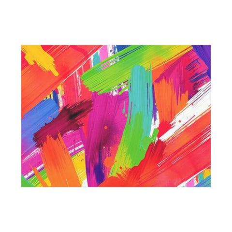Abstract Rainbow Brushstrokes Matte Canvas Wall Art — Vibrant Stretched 1.25"