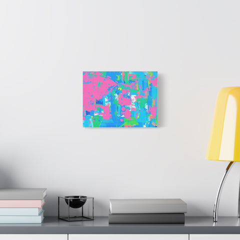 Neon Splash Abstract Canvas Print – Bright Pink & Aqua Modern Wall Art