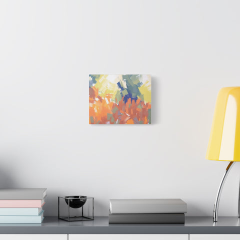 Abstract Colorful Brushstroke Matte Canvas Wall Art – Vibrant Orange & Green Stretched Print