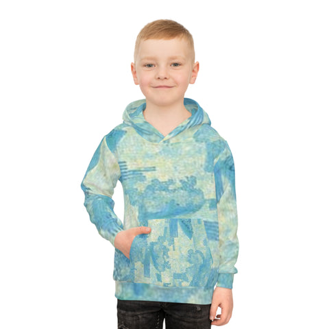 Kids Hoodie - Blue Watercolor Camo All-Over Print