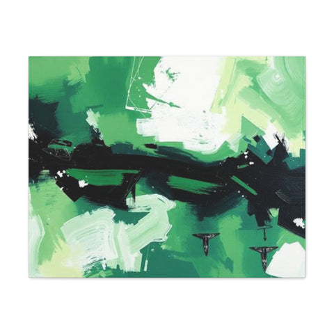 Abstract Green Brushstroke Canvas Print