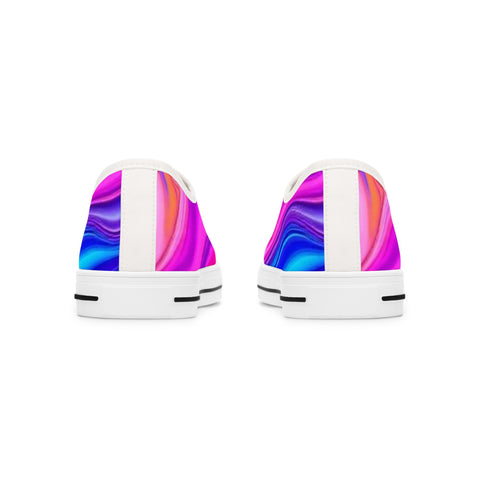 Colorwave Women's Low Top Sneakers — Vibrant Pink & Blue Abstract Print