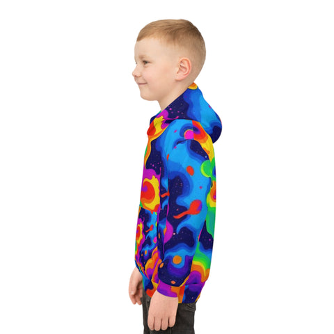 Kids Hoodie — Vibrant Rainbow Psychedelic All-Over Print