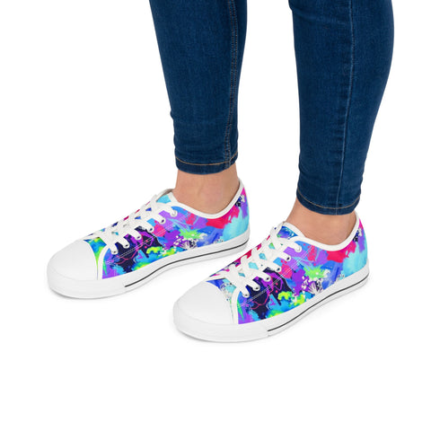 Women's Low Top Sneakers — Colorful Tie-Dye Splash Canvas Sneakers