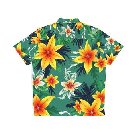 Tropical Hibiscus Hawaiian Shirt — Men's Floral Aloha Button-Up