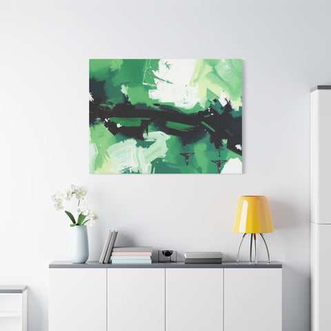 Abstract Green Brushstroke Canvas Print