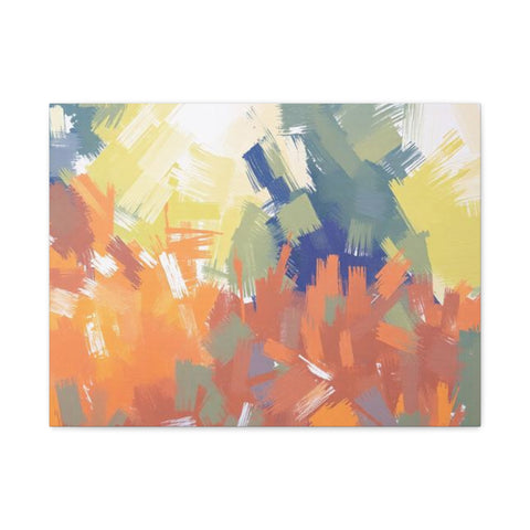 Abstract Colorful Brushstroke Matte Canvas Wall Art – Vibrant Orange & Green Stretched Print