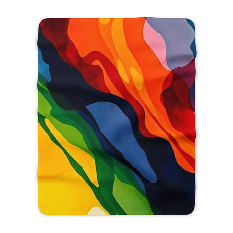 Abstract Rainbow Waves Sherpa Blanket