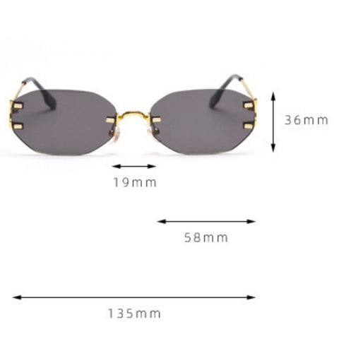 Rimless Oval Sunglasses with Gold Frame