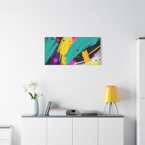 Abstract Neon Brushstroke Canvas Print — Colorful Modern Wall Art
