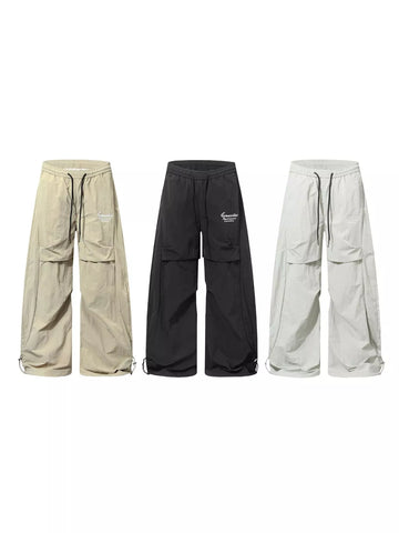Men's Loose Fit Cargo Pants with Drawstring Waist and Adjustable Cuffs