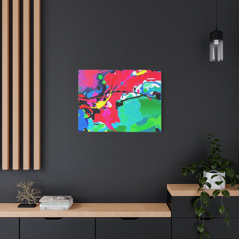 Abstract Neon Splash Matte Canvas Print — Vibrant Colorful Stretched Wall Art