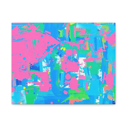Neon Splash Abstract Canvas Print – Bright Pink & Aqua Modern Wall Art