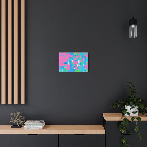 Neon Splash Abstract Canvas Print – Bright Pink & Aqua Modern Wall Art