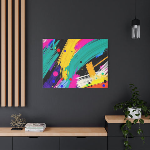 Abstract Neon Brushstroke Canvas Print — Colorful Modern Wall Art