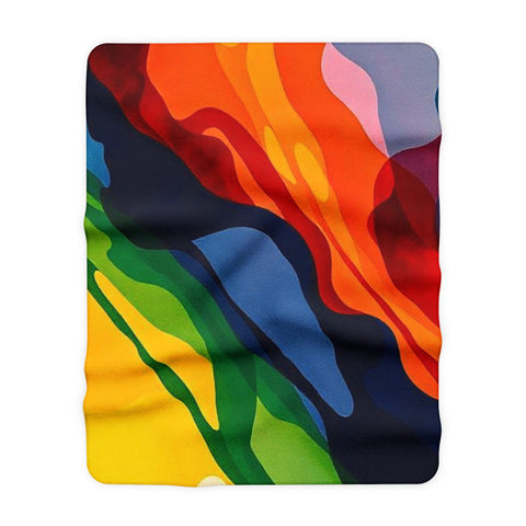 Abstract Rainbow Waves Sherpa Blanket