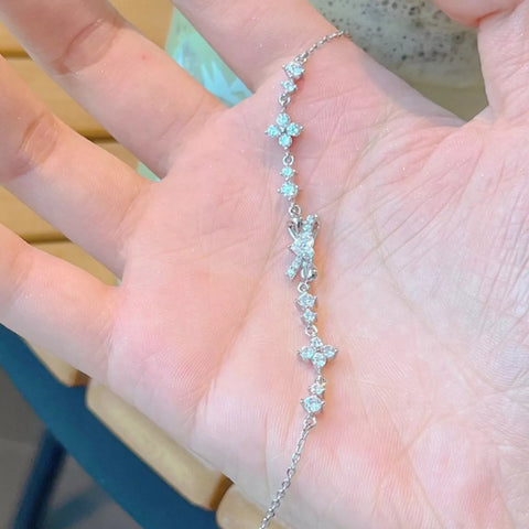 925 Sterling Silver Chain Bow Bracelet