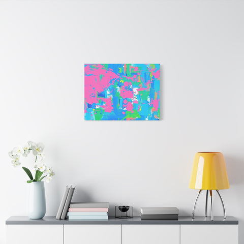 Neon Splash Abstract Canvas Print – Bright Pink & Aqua Modern Wall Art